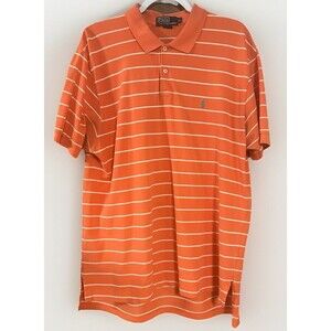 Polo Ralph Lauren Pima Polo Shirt  Mens XL Orange/White Stripes Golf